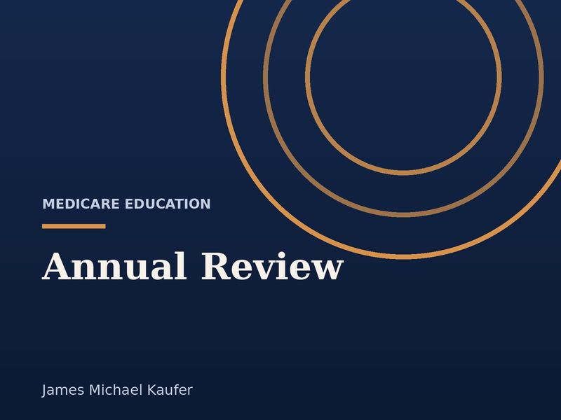 Medicare education graphic titled Reviewing Medicare coverage every year